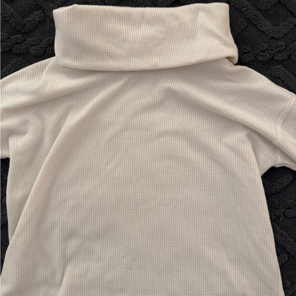 Lou & Grey White Waffle Knit Long Sleeve Top XS